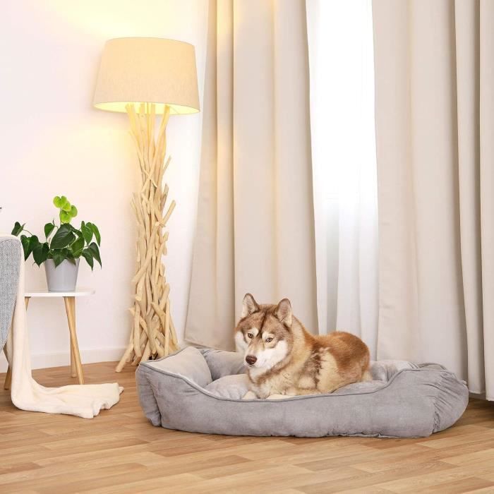 Panier Chien - LIONTO - 2-en-1 - Coussin réversible - 110x80 cm - Gris