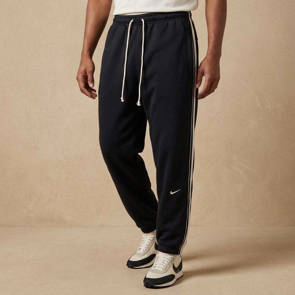 Nike Повседневные простые вязаные спортивные брюки со шнуровкой и манжетами для мужчин, низ, черный HJ3884010