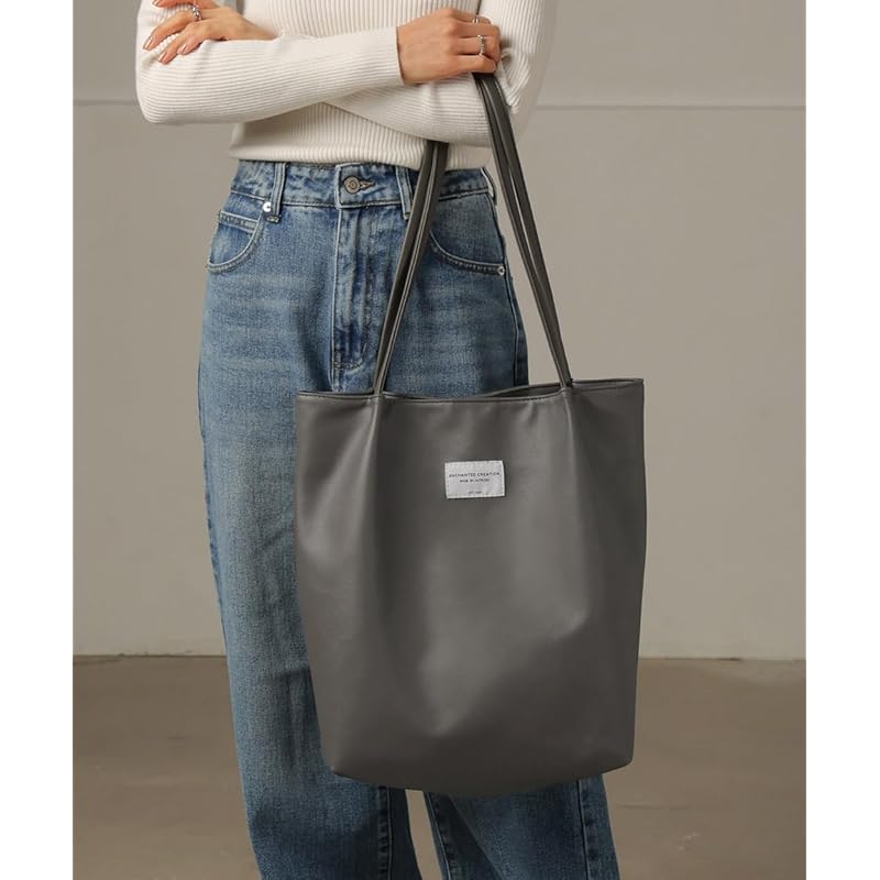 [Alto Rose] Charcoal Gray Tote Bag Tote Shoulder Bag Shoulder Bag 2way Handbag Large Capacity Big Tote Larger Thin Vertical Commute Commuting To