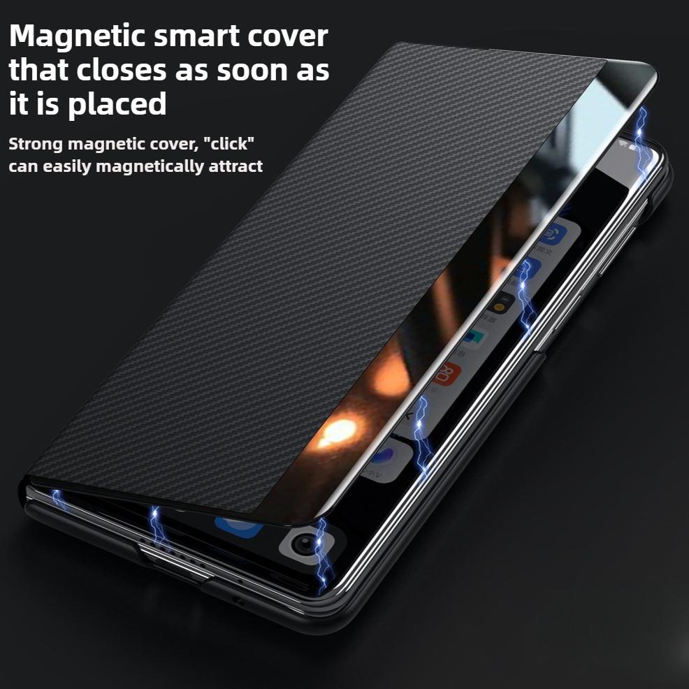 ZFold 7 Business Kevlar Texture Magnetic Screen Flip Leather Phone Case for Samsung Galaxy Z Fold 7 Fold6 5 4 Protection Cover