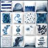 Blue Tone Printed Square Pillowcase, Home Decor, Car Sofa Cushion Cover