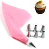 DIY Cake Decorating Tips Set, 6 Stainless Steel Nozzle Set, 8Pcs/Set Silicone Kitchen Accessories Icing Piping Cream Pastry Bag