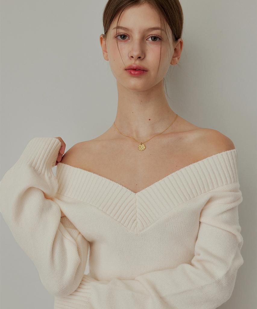 HYBERNAT Versailles V-Neck Knit - Ivory