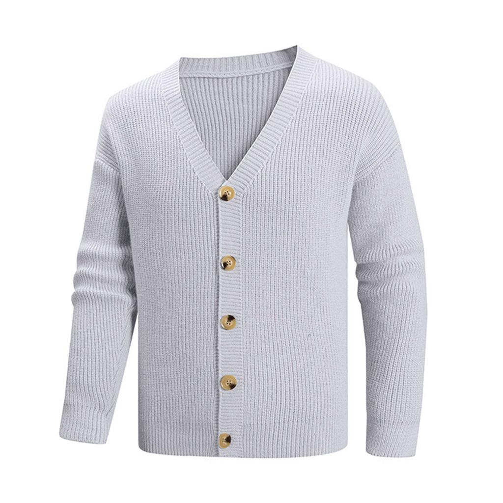 Мужской однотонный свитер, вязаный кардиган на пуговицах, куртка в британском стиле