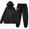 European size plus fashion printed sweater autumn and winter fleece warm hoodie casual sports women's suit