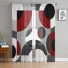 Геометрические фигуры темно-красные серые прозрачные шторы для гостиной спальни домашний декор кухня тюль для окон вуаль шторы