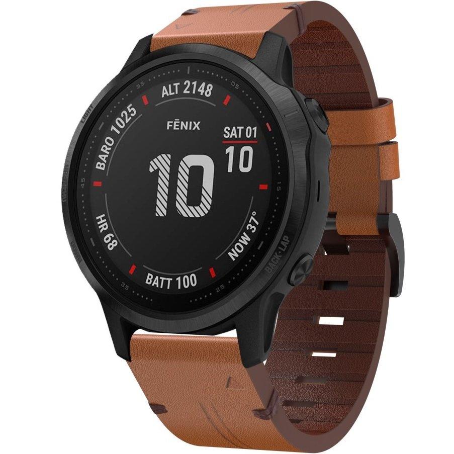 QuickFit Leather Band 20mm for Garmin 5S/6S/7S, Brown