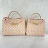 New Genuine Leather Women's Bag Fashion Retro Hand Woven Women's Handheld Single Shoulder Diagonal Cross Bag