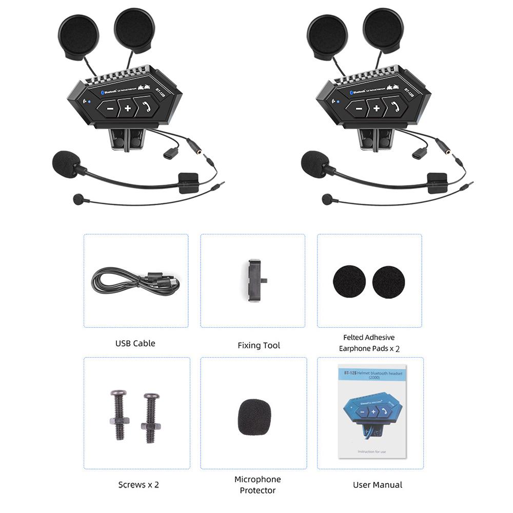 Мотоциклетный шлем Bluetooth гарнитура для внутренней связи аккумулятор 2000 мАч громкая связь для 2 мотоциклистов Intercomunicador moto наушники 2 в 1 микрофон