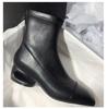 Мягкая кожа Женские осенне-зимние остроносые эластичные модные теплые ботильоны на высоком каблуке для通勤, улицы и путешествий