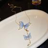 Tulle Butterfly Necklace Rhinestone Vintage Party Jewelry Versatile Versatile Neck Chain  Gift