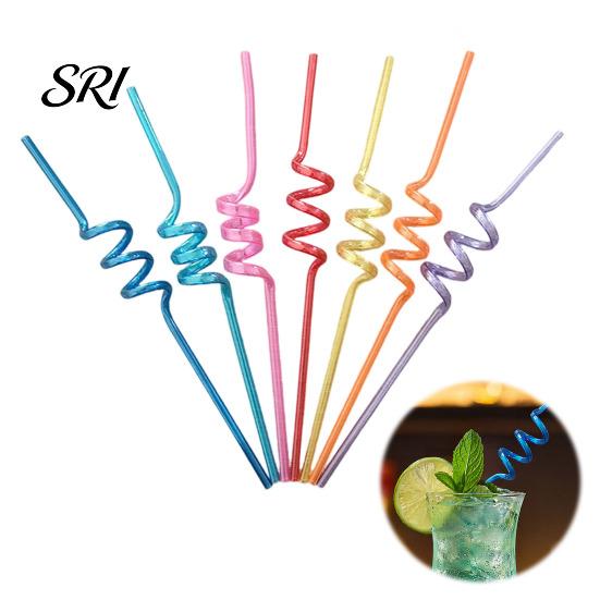 Colorful Drinking Straws 10PCS Spiral Plastic Straws, Twisted Translucent Food-Grade Creative PETG Reusable Party Drink Accessories for Cocktails