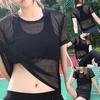 Women Breathable Mesh Yoga Tops Short Sleeves Running Sport Fitness T-Shirt