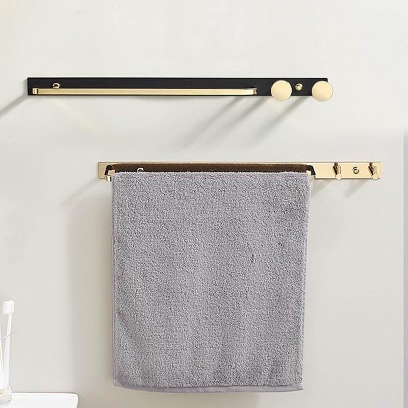 Вешалка для полотенец Tuqiu Gold с крючками, настенный держатель для полотенец, черная вешалка для полотенец в ванной комнате, латунное кольцо для полотенец