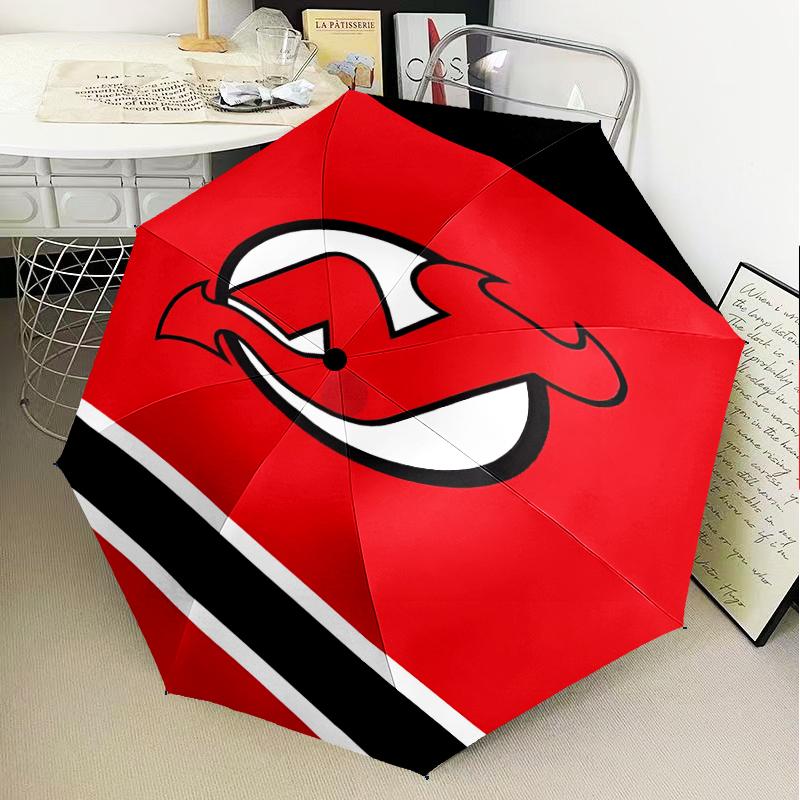 Зонт-трость Jersey Devils Складной зонт, автоматический зонт 8 спиц для путешествий, кемпинга Подарок на Хэллоуин, Рождество