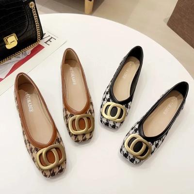 Весна Осень Новые женские туфли Модные Большие Размеры Темпераментные Квадратные Головы Неглубокий Носок Повседневные Одиночные Туфли Офисная Рабочая Обувь