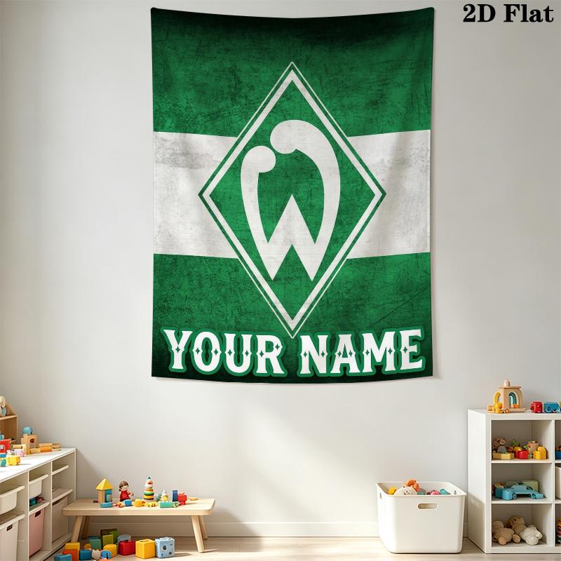 Custom Name SV Werder Bremen Wall Tapestry Aesthetic Wall Hanging Printed Fabric Blanket Decorative Tapestries for Bedroom Living Room Home Decor