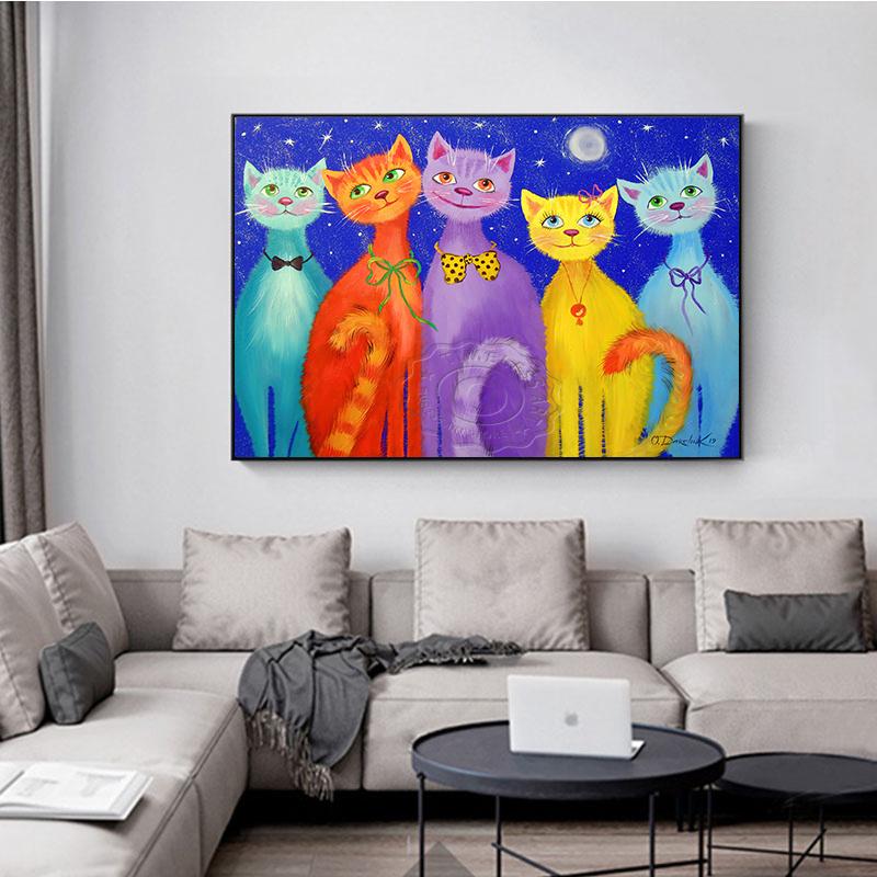 Graffiti Watercolor Animal Cat Canvas Painting Posters and Prints Nordic Walls