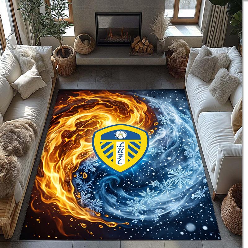 Ковер из хрустального бархата с принтом футбольного клуба Leeds United, Удобный, Впитывающий влагу, Нескользящий, Для помещений