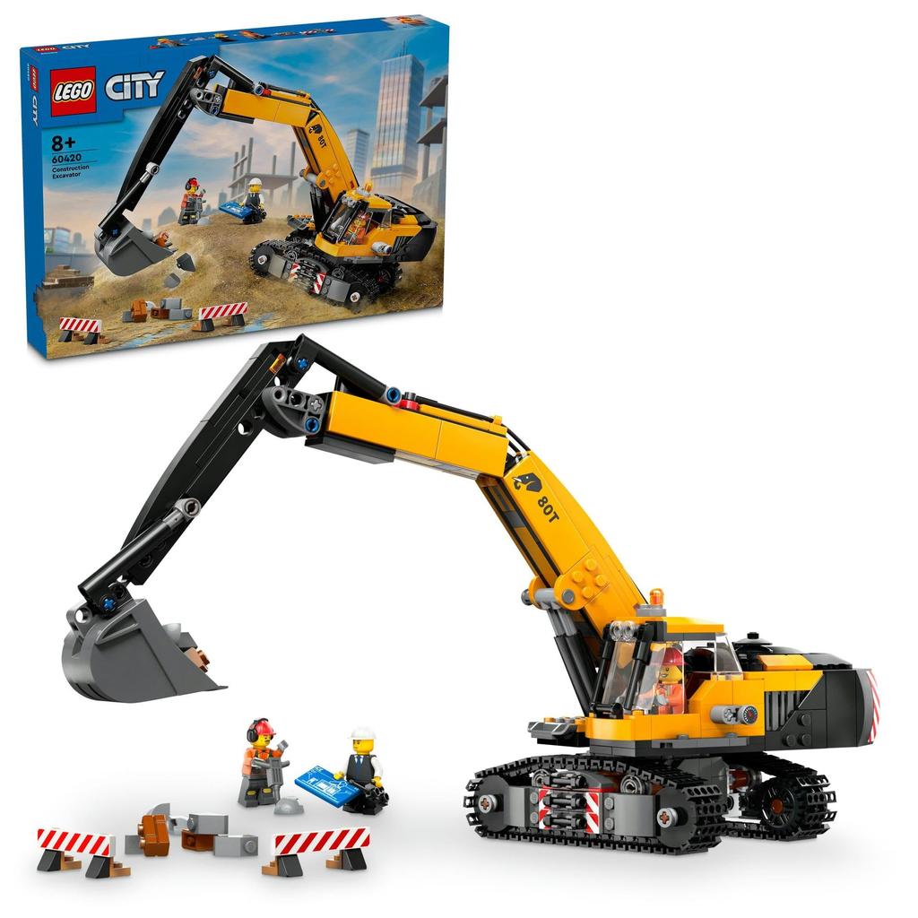 LEGO City Yellow Excavator Car Toy Present Birthday Block Christmas Boys Girls Children 8 Years Old 9 Years Old 10 Years Old Elementary School Student