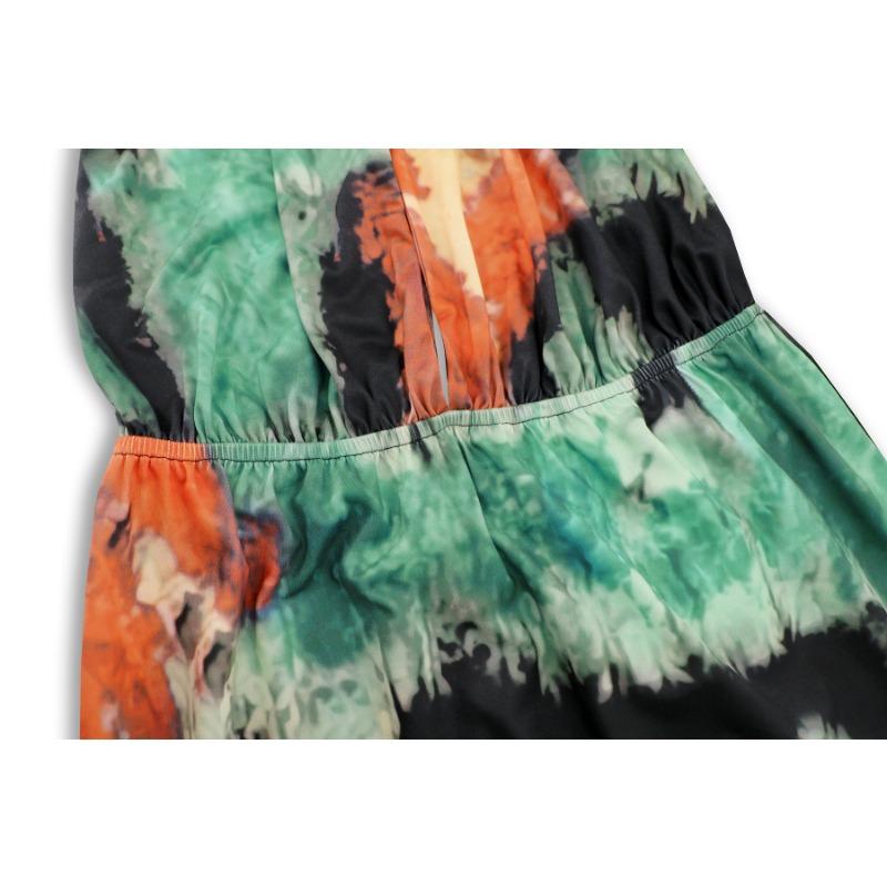 Летние повседневные платья без рукавов с принтом тай-дай и висячими бретельками на шее