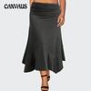 Женская Temperament однотонная узкая юбка больших размеров, облегающая до талии, весенне-осенняя эластичная юбка нестандартной средней длины