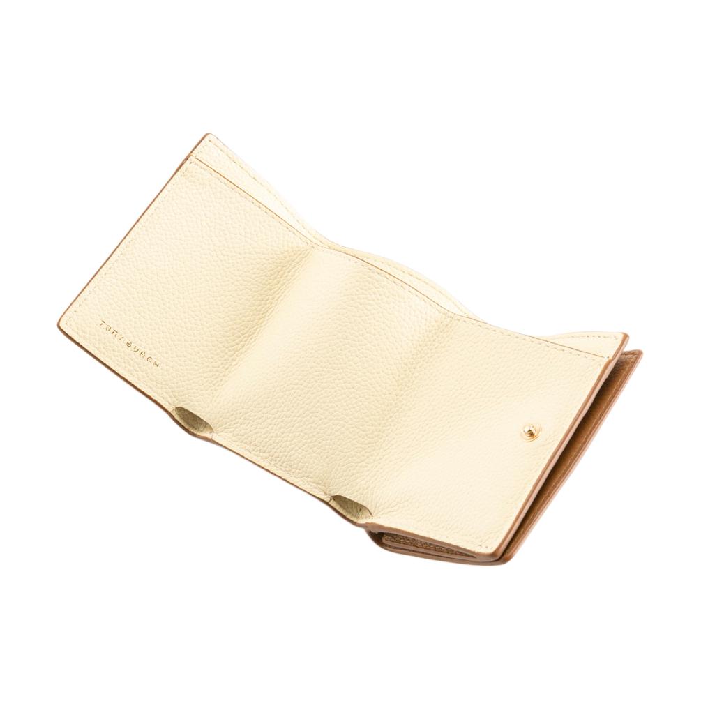 Tory Burch Mcgraw Minimalist Elegant Three-Fold Design Embossed Logo Litchi Grain Leather Wallet Women wallet Brown 158905-227