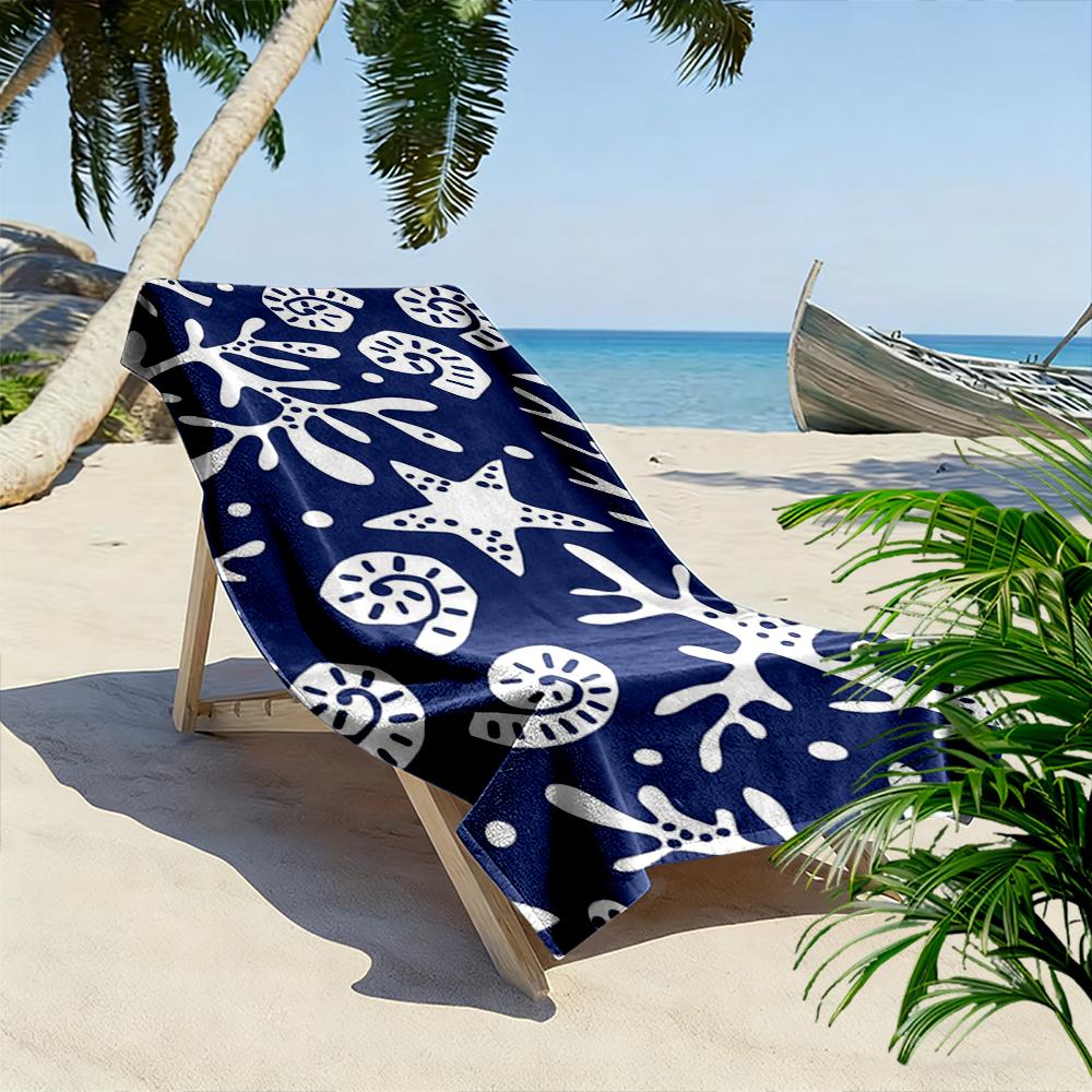 Nautical Starfish and Coral Pattern Beach towel quick-drying for travel outdoor sports jogging beach and swimming
