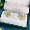 925 Sterling Silver Earrings Sparkling Yellow High Carbon Diamond Bridal Stud Earrings For Women Wedding Party Luxury Jewelry