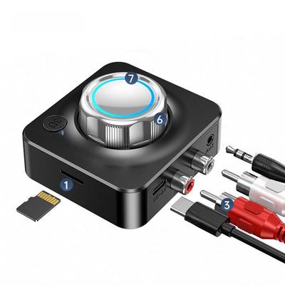 Адаптер стереоресивера Bluetooth 5.0 RCA с 3D басом, входом 3,5 мм, воспроизведением с TF-карты