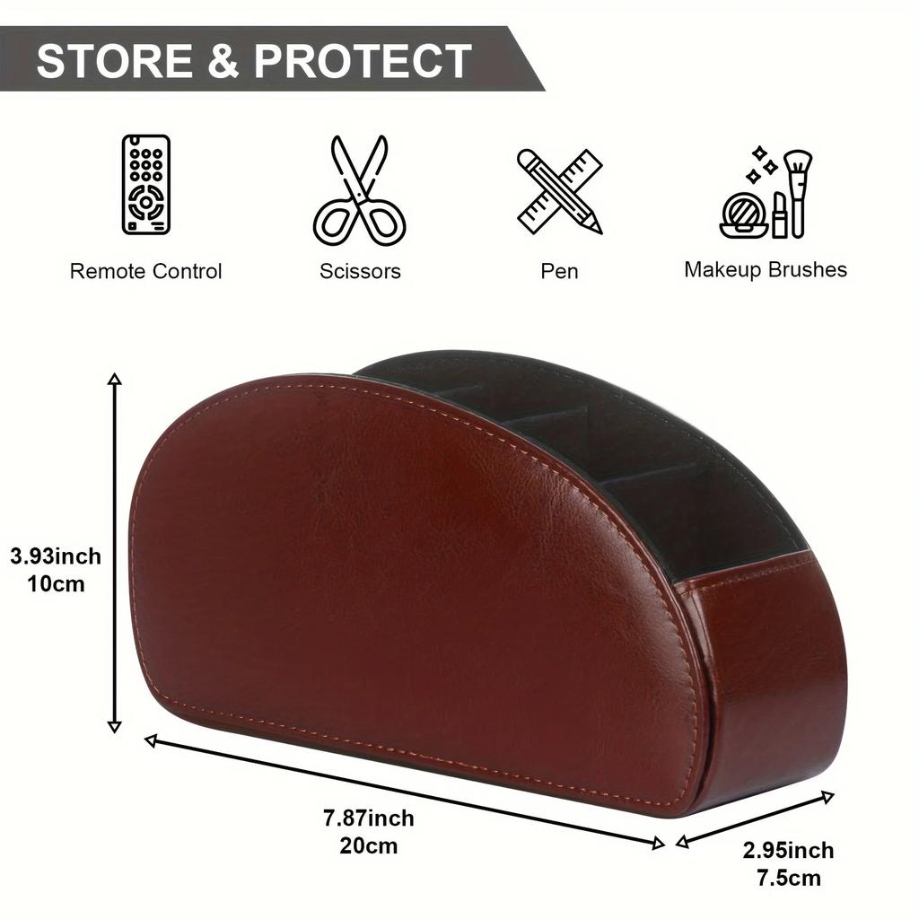 5 Grid Pu Leather Organizer Remote Control Phone And Tv Holder Desk Storage Box Cosmetics Brush