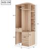 Wardrobe 70 × 55 × 175 cm, Multi-Tier Shelf Compartments, Large Hanging Rail Section, Wood Color