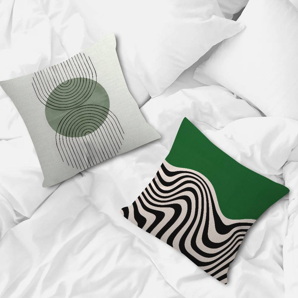 Abstract Green Bauhaus-Style Cushion Cover Car Throw Pillow Case For Sofa Car Christmas Gift