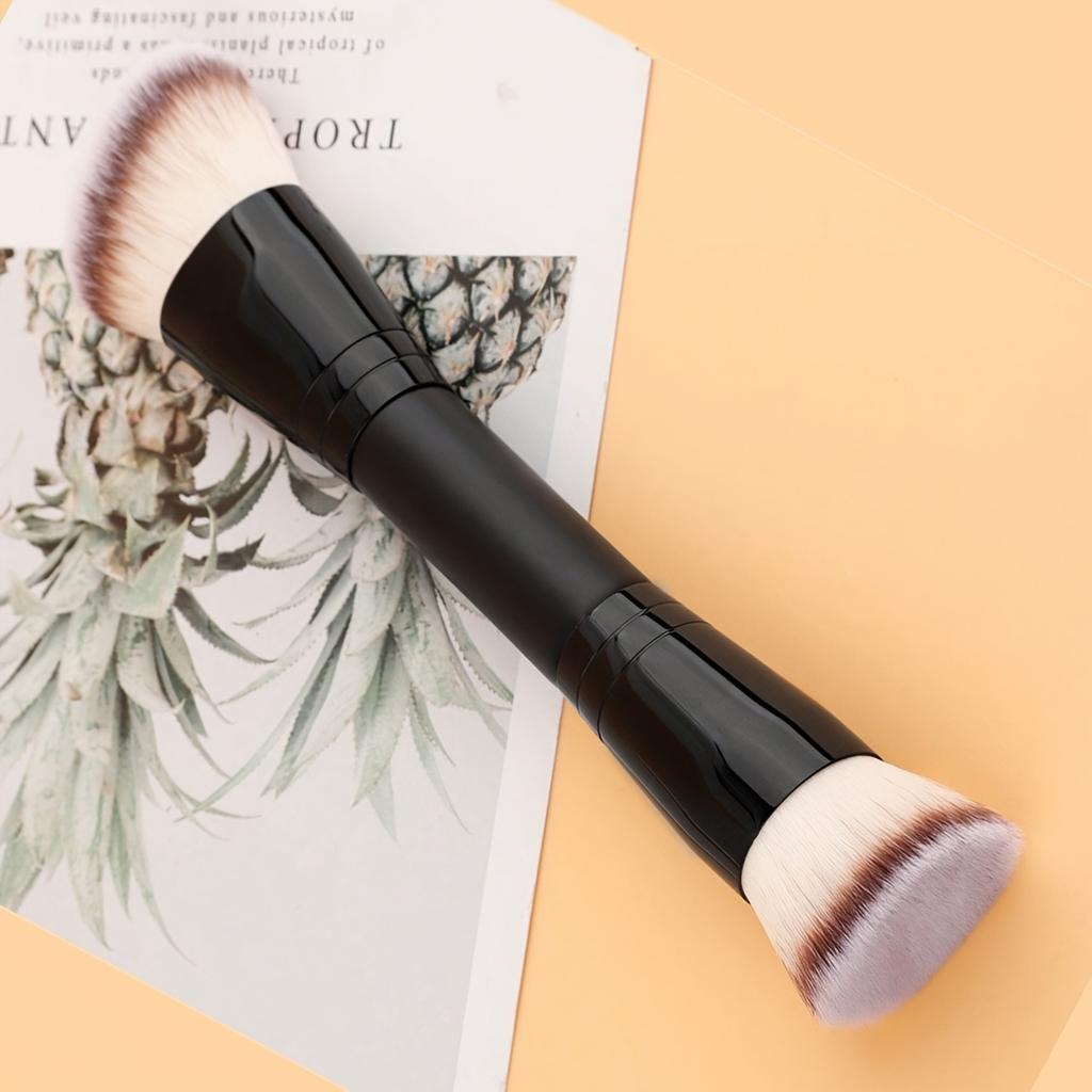 Dual-Ended Makeup Brush for Foundation, BB Cream, and Concealer - Soft Nylon Bristles, ABS Handle, Versatile Beauty Tool for All Skin Types