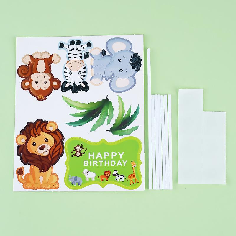 Jungle Animal Cupcake Decoration Cartoon Elephant Lion Giraffe Cake Decoration Wildlife Park Wild One Birthday Party Supplies
