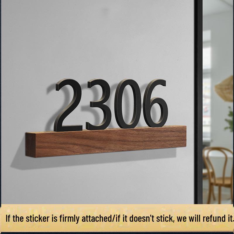 Креативная табличка с номером дома из цельного дерева и акрила — без перфорации, легкая роскошь для жилых домов и отелей