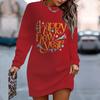 Ladies' Elegant, Fashionable, Trendy and Casual Hoodie,New Year Element Printed Three-dimensional Cut Women's Long Red Hoodie