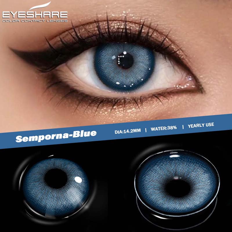 Eyeshare Colored Contact Lenses Imperial Green Fashion Lenses Coffee Colored Lenses Dark Brown Natural Lenses Ocean Blue Colored Lenses 1 Pair