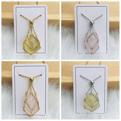 Медное кристаллическое сетчатое металлическое ожерелье, сменное ожерелье с каменным держателем, женское и мужское ожерелье