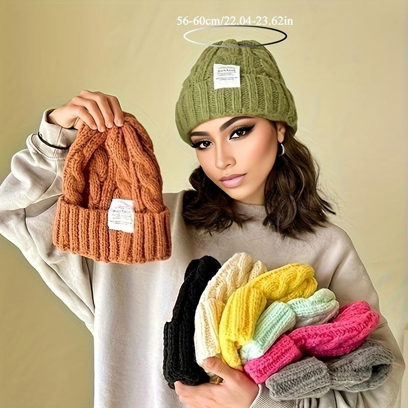 Женская эластичная шапка-бини, зимняя шапка-череп, мягкий повседневный головной убор, универсальная мода, удобная теплая шапка