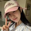 Fashionable Pink Baseball Cap For Women Summer Trendy Letter Embroidery Curved Brim Hat