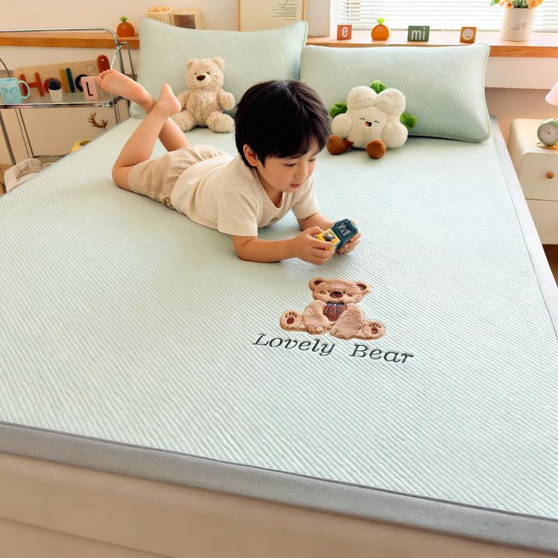 Three piece set of embroidered A-class bean mat, PE polyester double jacquard bean mat, student dormitory mat