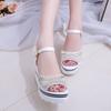 2023 летние сандалии на платформе, на танкетке, сандалии с открытым носком и кристаллами, модные женские сандалии