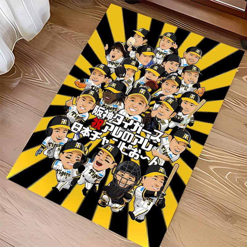 1pc Hanshin Tigers logo Print Area Rug - Soft,Washable Non-Slip Indoor Mat for Office Chairs,Living Room,Home Office Decorative Rug