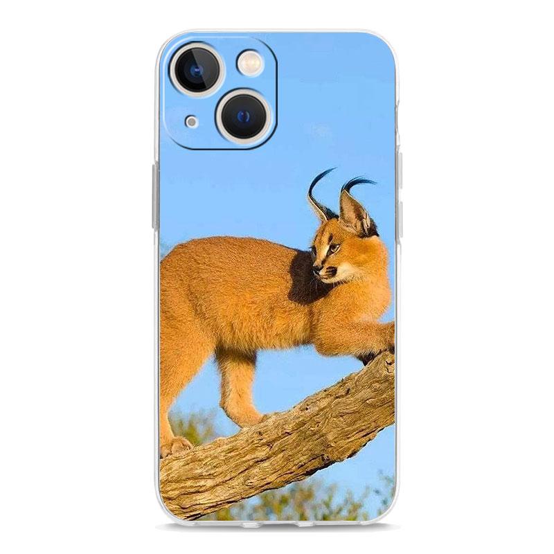 Чехол для телефона iPhone 17 Air Cases iPhone 16 15 12 13 14 Pro Max SE 7 8 Plus iPhone11 Прозрачный чехол Африканская рысь Каракал