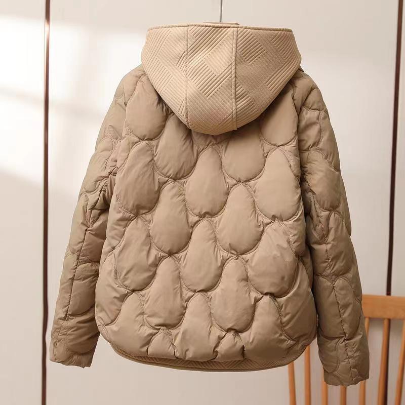 Hooded Padded Jacket Women's Short Fake Two-piece Down Padded Jacket Women's Loose Fashion Thick Padded Jacket Trend