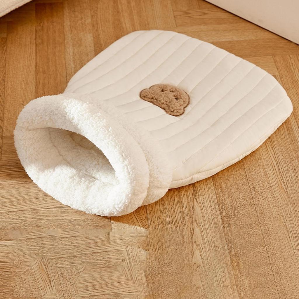 Спальный мешок для кошек из искусственного пуха, уютная и теплая кровать для маленьких и средних кошек