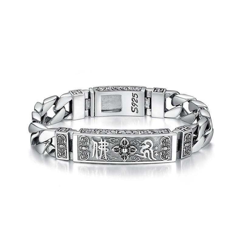 Серебряный мужской браслет Retrosen, шестизначный браслет в китайском стиле, креативный ретро-конский хвост, властный аксессуар