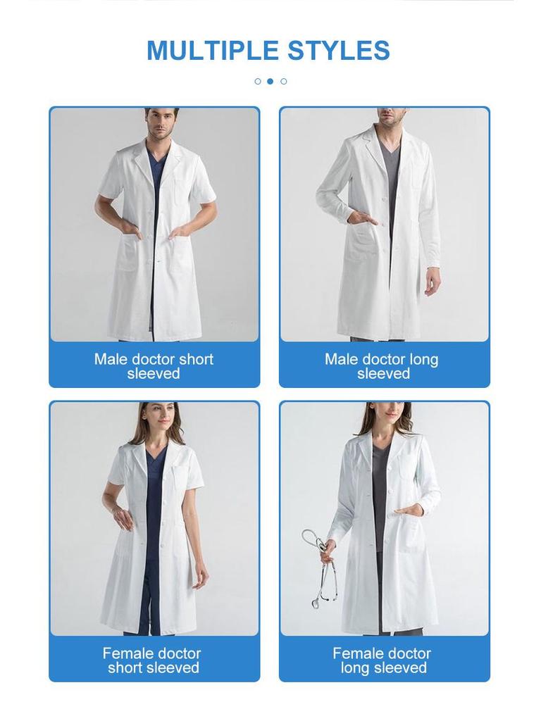 Женский белый лабораторный халат с длинным рукавом и медицинский костюм медсестры с коротким рукавом