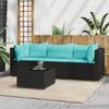 VidaXL Garden Lounge Set 4 Pcs with Cushions Black Wicker 319799
